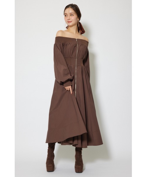 rienda(リエンダ)の「MA-1オフショルロングスリーブワンピース 秋服 冬服(ワンピース・レディース・ブラウン/アイボリー/ブラック・SMALL/MEDIUM)」の13枚目の写真