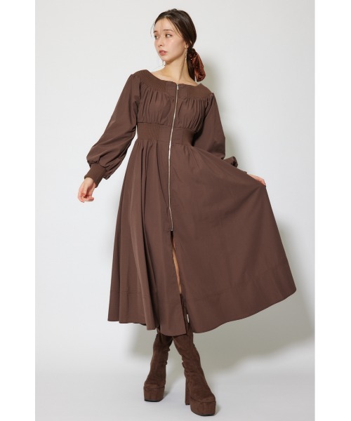 rienda(リエンダ)の「MA-1オフショルロングスリーブワンピース 秋服 冬服(ワンピース・レディース・ブラウン/アイボリー/ブラック・SMALL/MEDIUM)」の14枚目の写真