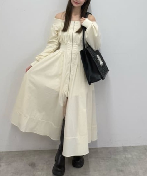 セール】MA-1オフショルロングスリーブワンピース 秋服 冬服
