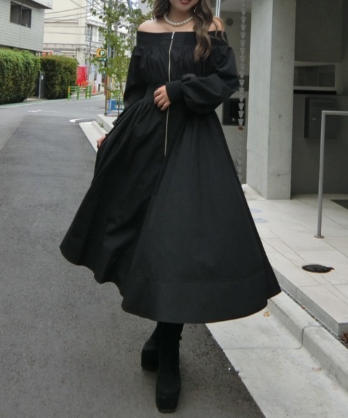 MA-1オフショルロングスリーブワンピース 秋服 冬服（ワンピース