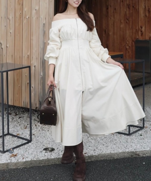 セール】MA-1オフショルロングスリーブワンピース 秋服 冬服
