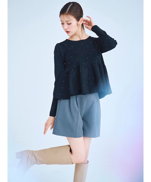 最終価格　ホットフィットビジューペプラムニットプルオーバー セール】ホットフィットビジューペプラムニットプルオーバー（ニット