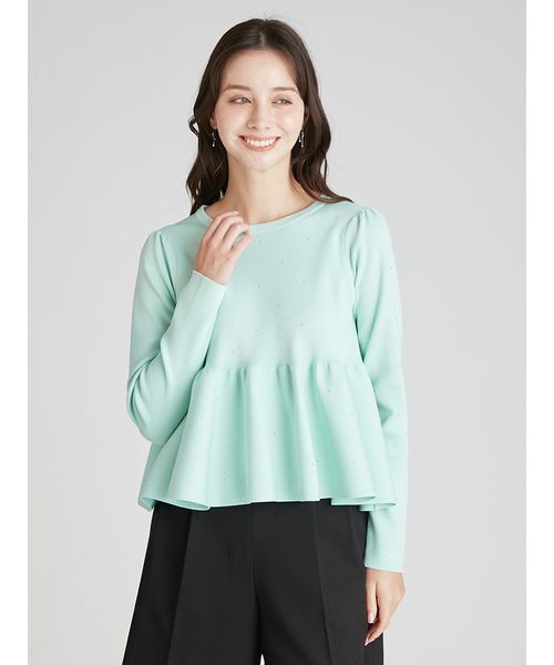 セール】ホットフィットビジューペプラムニットプルオーバー（ニット