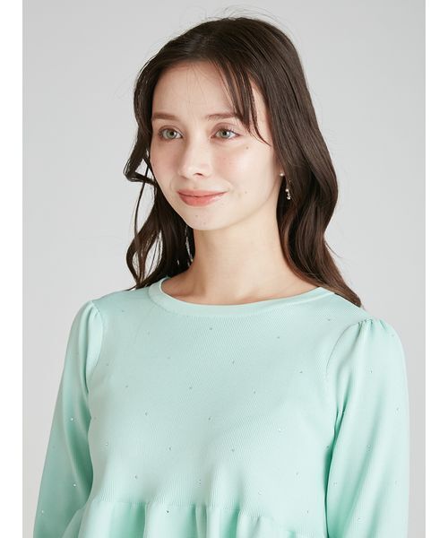 セール】ホットフィットビジューペプラムニットプルオーバー（ニット