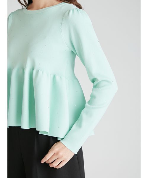 セール】ホットフィットビジューペプラムニットプルオーバー（ニット