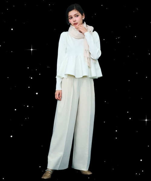 セール】ホットフィットビジューペプラムニットプルオーバー（ニット