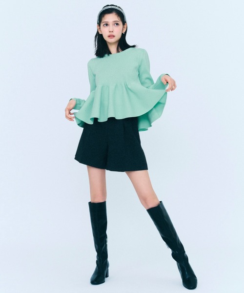 セール】ホットフィットビジューペプラムニットプルオーバー（ニット