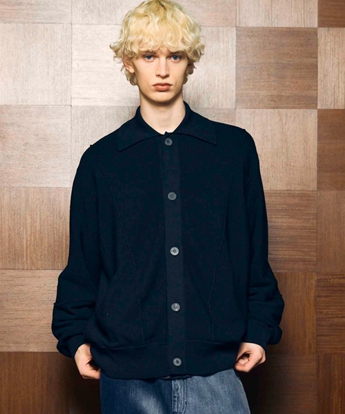 UNISEX》Re-knitting High Gauge Polo Cardigan/編みかえハイゲージ