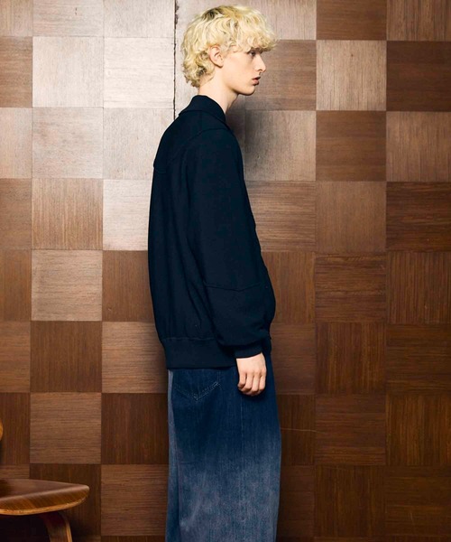 MAISON SPECIAL（メゾンスペシャル）の「《UNISEX》Re-knitting High Gauge Polo Cardigan/編みかえハイゲージプライムオーバーポロカーディガン【MAISON SPECIAL/メゾンスペシャル】（カーディガン/ボレロ・メンズ・ブラック/グレイッシュベージュ/パープル/レッド・0/1/2）」の11枚目の写真