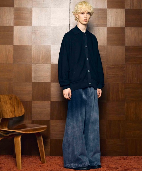 MAISON SPECIAL（メゾンスペシャル）の「《UNISEX》Re-knitting High Gauge Polo Cardigan/編みかえハイゲージプライムオーバーポロカーディガン【MAISON SPECIAL/メゾンスペシャル】（カーディガン/ボレロ・メンズ・ブラック/グレイッシュベージュ/パープル/レッド・0/1/2）」の17枚目の写真