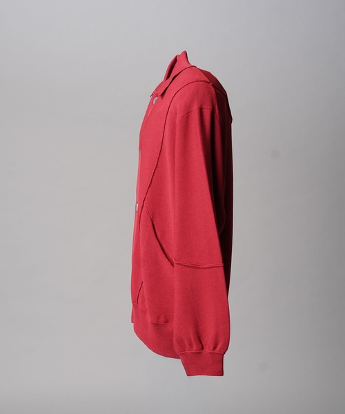 セール】《UNISEX》Re-knitting High Gauge Polo Cardigan/編みかえ