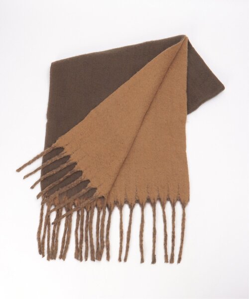 VENCEEXCHANGE（ヴァンスエクスチェンジ）の「無地バイカラーマフラー（マフラー・レディース・ベージュ/ブラウン/ピンク/ブルー/ワイン・FREE）」の2枚目の写真