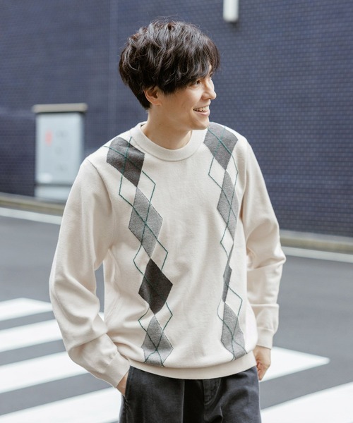 GLOBAL WORK（グローバルワーク）の「メルティ柄プルオーバー/581097（ニット/セーター・メンズ・ホワイト系その他3/その他/グレー系その他/ブルー系その他4/ホワイト系その他2/ブルー系その他7・MEDIUM/SMALL/LARGE/X-LARGE）」の15枚目の写真