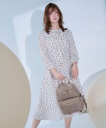 TOCCA リボン付きワンピース 肩ベロアリボン付きチェックワンピース