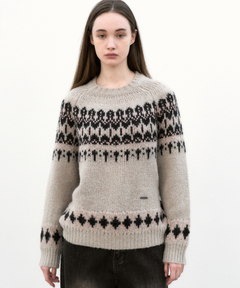 セール】ビジュージャカード クルーネックプルオーバー（ニット