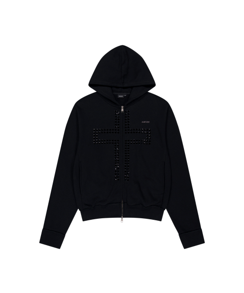AAKAM(アーカム)の「Cross Rhinestone Zip-Up Hoodie (Black)(パーカー・レディース・その他・2/1)」の1枚目の写真
