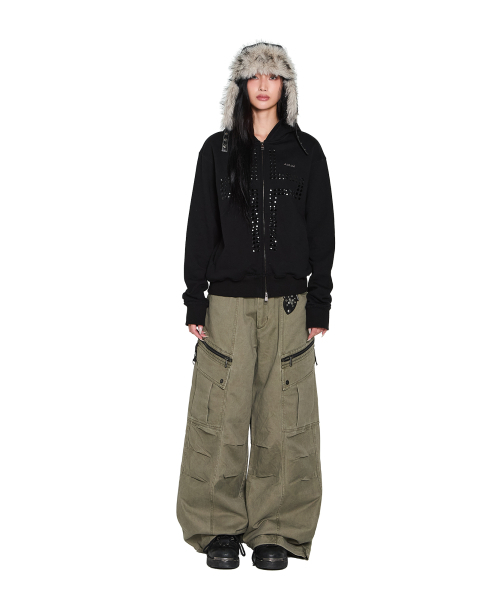 AAKAM(アーカム)の「Cross Rhinestone Zip-Up Hoodie (Black)(パーカー・レディース・その他・2/1)」の5枚目の写真