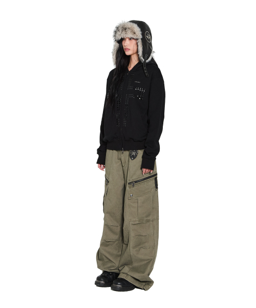 AAKAM(アーカム)の「Cross Rhinestone Zip-Up Hoodie (Black)(パーカー・レディース・その他・2/1)」の6枚目の写真