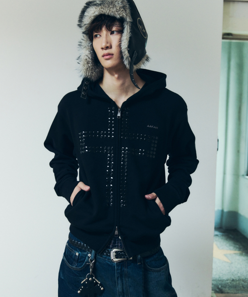 AAKAM(アーカム)の「Cross Rhinestone Zip-Up Hoodie (Black)(パーカー・レディース・その他・2/1)」の11枚目の写真