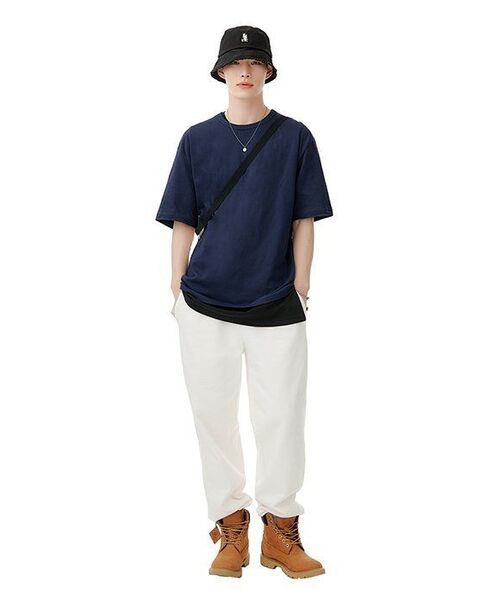 MUSINSA STANDARD（ムシンサスタンダード）の「リラックスフィットクルーネックTシャツ[ネイビー]（Tシャツ/カットソー・メンズ・その他・MEDIUM/LARGE/X-LARGE/XX-LARGE/XXX-LARGE/SMALL）」の11枚目の写真