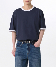 MUSINSA STANDARD（ムシンサスタンダード）の「Relaxed Ringer T-Shirt [Navy]（Tシャツ/カットソー・メンズ）」