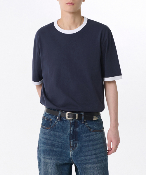 MUSINSA STANDARD（ムシンサスタンダード）の「リラックスドリンガーTシャツ [ネイビー]（Tシャツ/カットソー・メンズ・その他・SMALL/MEDIUM/LARGE/X-LARGE/XX-LARGE/XXX-LARGE）」の2枚目の写真