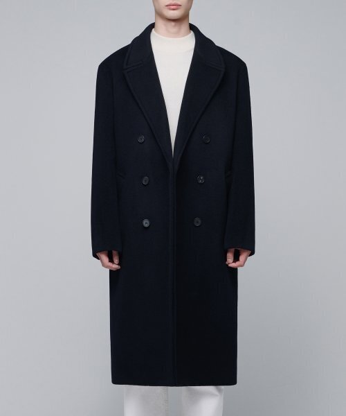 MUSINSA STANDARD（ムシンサスタンダード）の「カシミアブレンドオーバーサイズダブルコート[ネイビー]（チェスターコート・メンズ・その他・MEDIUM/LARGE/X-LARGE/XX-LARGE）」の3枚目の写真