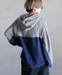 BITTOKO（ビットコ）の「ケーブル×インディゴパーカー（ニット/セーター）」