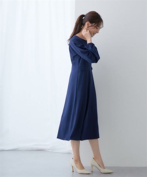 7days Life Styling(セブンデイズライフスタイリング)の「【UVカット】袖ボリュームハートネックフレアストレッチワンピース ジャージーシリーズ(ワンピース・レディース・ネイビー/ブラック・M/L/LL/3L)」の7枚目の写真