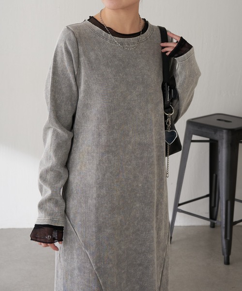 COLLAGE GALLARDAGALANTE（コラージュガリャルダガランテ）の「Q.anos/チュールドッキングワンピース（ワンピース・レディース・グレー/ネイビー・FREE）」の17枚目の写真