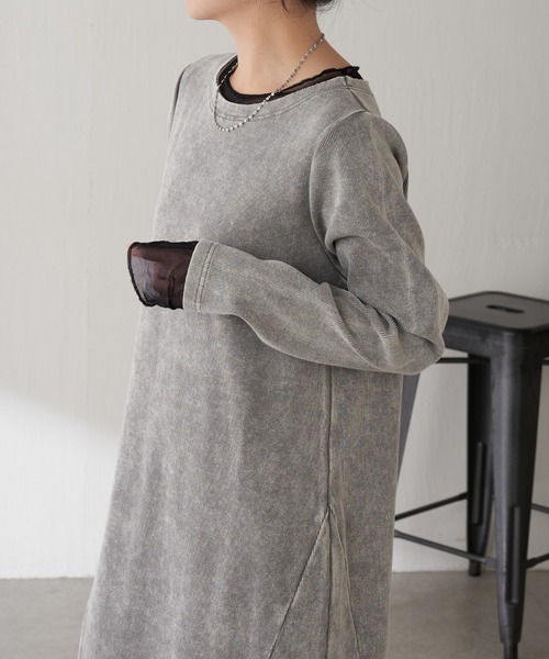 COLLAGE GALLARDAGALANTE（コラージュガリャルダガランテ）の「Q.anos/チュールドッキングワンピース（ワンピース・レディース・グレー/ネイビー・FREE）」の16枚目の写真