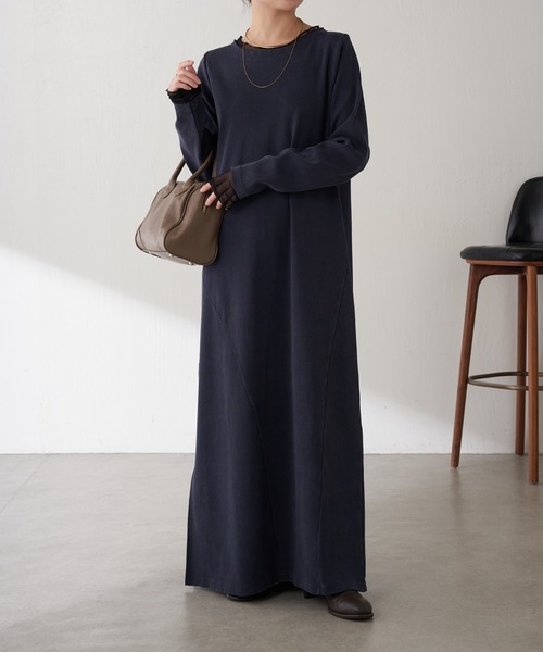 COLLAGE GALLARDAGALANTE（コラージュガリャルダガランテ）の「Q.anos/チュールドッキングワンピース（ワンピース・レディース・グレー/ネイビー・FREE）」の3枚目の写真