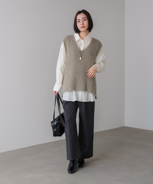 Bou Jeloud(ブージュルード)の「ソウバリシャギーニットベスト(ベスト・レディース・オフホワイト/グレー/ブラック/グレイッシュベージュ/ベージュ・FREE)」の11枚目の写真