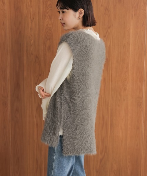 Bou Jeloud(ブージュルード)の「ソウバリシャギーニットベスト(ベスト・レディース・オフホワイト/グレー/ブラック/グレイッシュベージュ/ベージュ・FREE)」の17枚目の写真