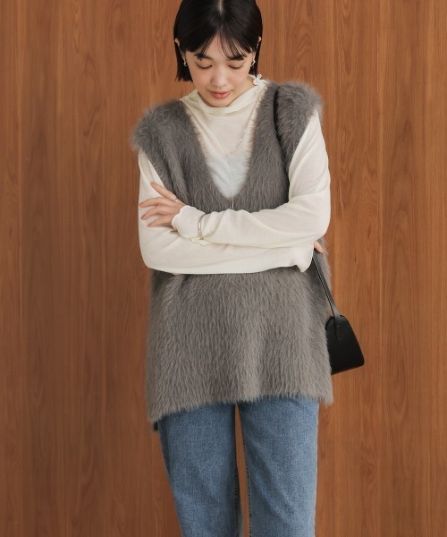 Bou Jeloud(ブージュルード)の「ソウバリシャギーニットベスト(ベスト・レディース・オフホワイト/グレー/ブラック/グレイッシュベージュ/ベージュ・FREE)」の20枚目の写真