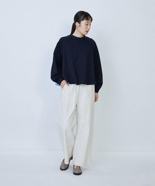 LOISIR（ロワズィール）の「コットンタイプライターワイドパンツ（その他パンツ・レディース・キナリ/ネイビー・M/MT）」の3枚目の写真