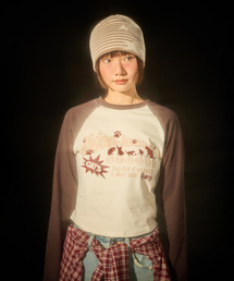 Video Jockey | キャットモイダLSクロップラグランTシャツ[ディープブラウン](Tシャツ/カットソー)