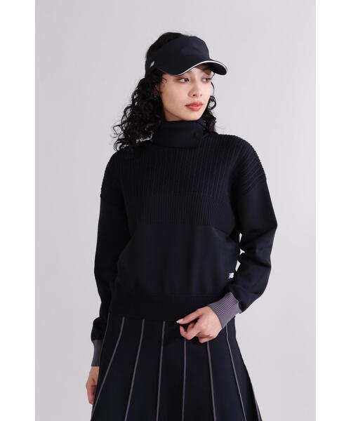 New Balance Golf(ニューバランスゴルフ)の「【直営店舗限定】タートルネック ニット プルオーバー (WOMENS)(Tシャツ/カットソー・レディース・ブラック/ブルー系その他/ホワイト・MEDIUM/SMALL/LARGE)」の1枚目の写真