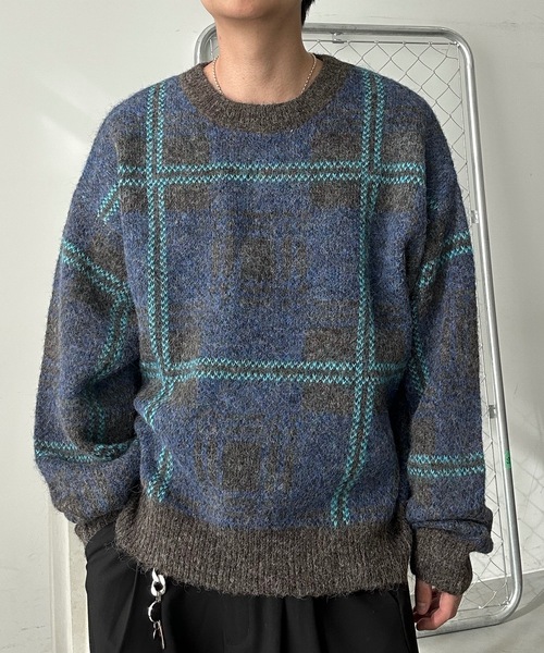 UNDERSTATEMENTs(アンダーステイトメント)の「【ユニセックス】デザインジャガードシャギーニット(ニット/セーター・メンズ・ブラック/グレー/ブラウン/ブラック系その他・MEDIUM/LARGE)」の4枚目の写真