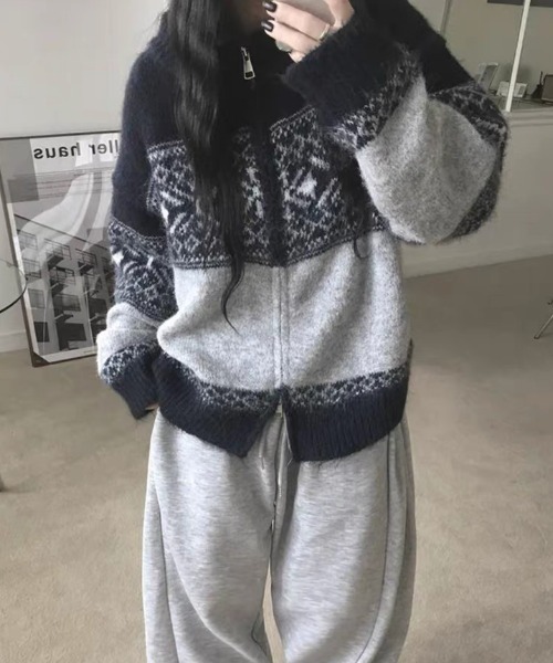 セール】ノルディック柄ニットカーデガン（カーディガン/ボレロ