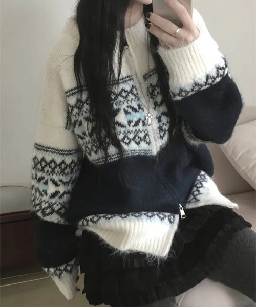 UNUS ノルディックアームカーディガン（ボレロ） n'OrLABELノルディック柄ニットカーディガン』