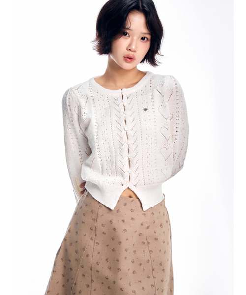 ADOREBELLE(アドルベール)の「ハートパンチングボカシカーディガン - アイボリー(カーディガン/ボレロ・レディース・その他・FREE)」の2枚目の写真