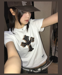 タイガースキン セミクロップ 半袖Tシャツ