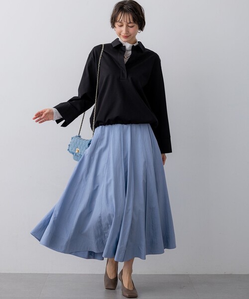 23区 L(ニジュウサンクオオキイサイズ)の「コンパクトツイル スキッパー カットソー(Tシャツ/カットソー・レディース・ブラック系/ベージュ系・46/44)」の4枚目の写真