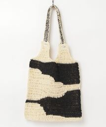 【Swaraj/スワラージ】手編みラフィア BAG・ゼブラ柄