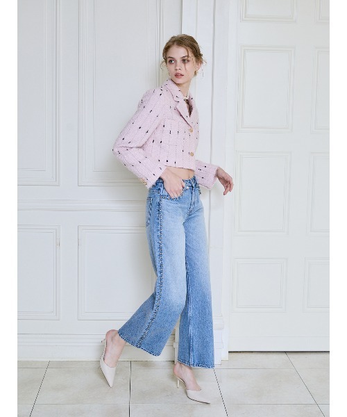 EIMY ISTOIRE（エイミーイストワール）の「デコラティブワイドレッグデニム（デニムパンツ・レディース・ライトブルー・24/23）」の2枚目の写真