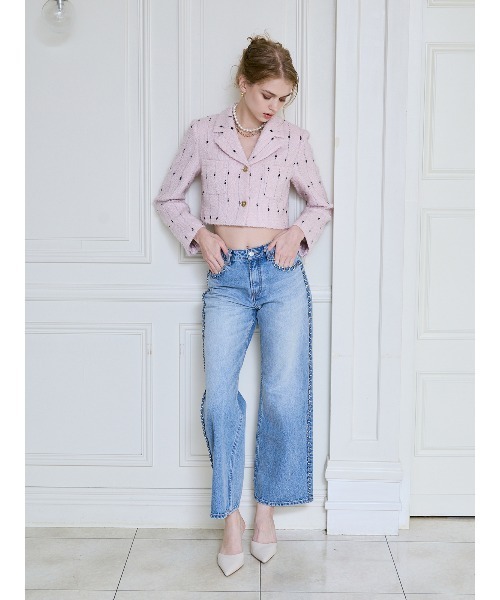 EIMY ISTOIRE（エイミーイストワール）の「デコラティブワイドレッグデニム（デニムパンツ・レディース・ライトブルー・24/23）」の4枚目の写真