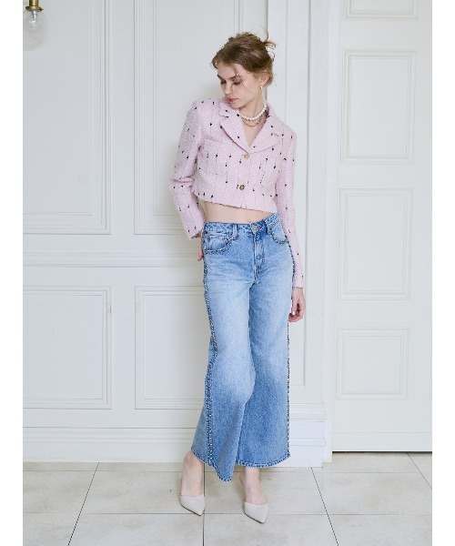 EIMY ISTOIRE（エイミーイストワール）の「デコラティブワイドレッグデニム（デニムパンツ・レディース・ライトブルー・24/23）」の5枚目の写真