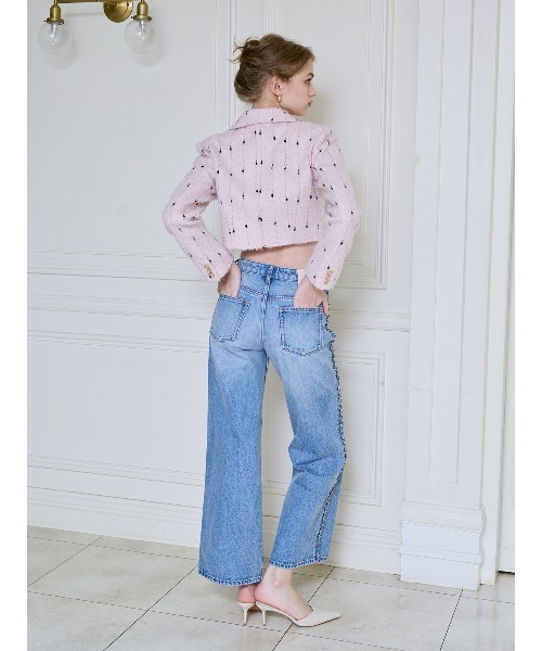 EIMY ISTOIRE（エイミーイストワール）の「デコラティブワイドレッグデニム（デニムパンツ・レディース・ライトブルー・24/23）」の6枚目の写真