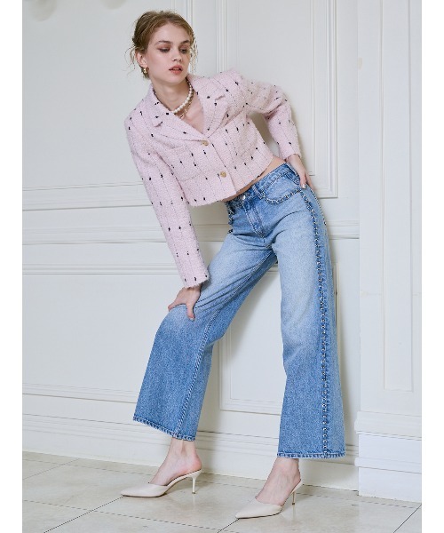 EIMY ISTOIRE（エイミーイストワール）の「デコラティブワイドレッグデニム（デニムパンツ・レディース・ライトブルー・24/23）」の7枚目の写真